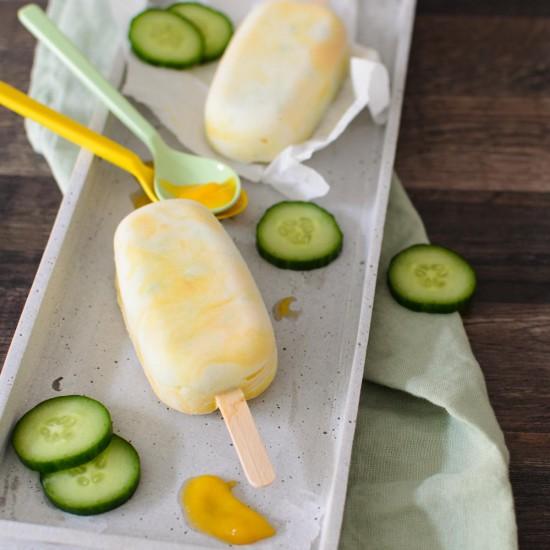 Rezeptbild: Joghurt-Gurken-Ice Pops mit Mango